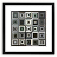Abstract geometric frame showcasing a modern black mat design, perfect for home decor or art display, with sharp angles and clean lines emphasizing minimalism.