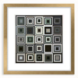 Abstract geometric frame with a gold mat, showcasing a modern design ideal for contemporary decor. Perfect for enhancing living spaces or art collections.