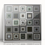 Abstract geometric framed acrylic art piece showcasing a white background with intricate patterns, ideal for modern home decor, enhancing contemporary spaces.