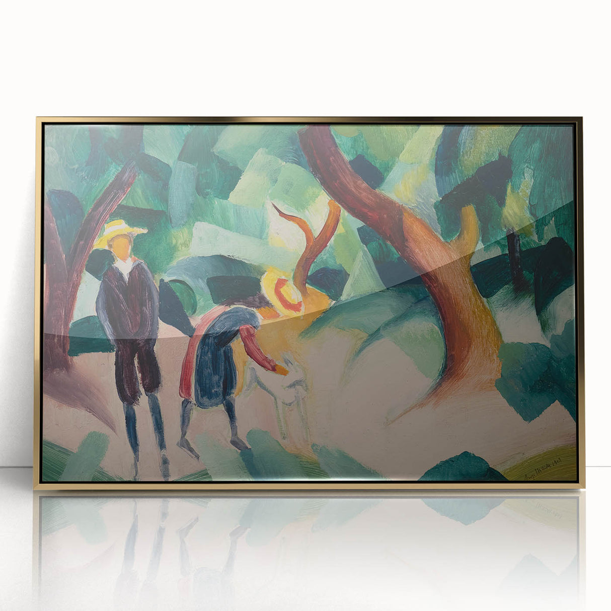 Expressionist Nature Scene – Abstract Children and Goat Wall Art
