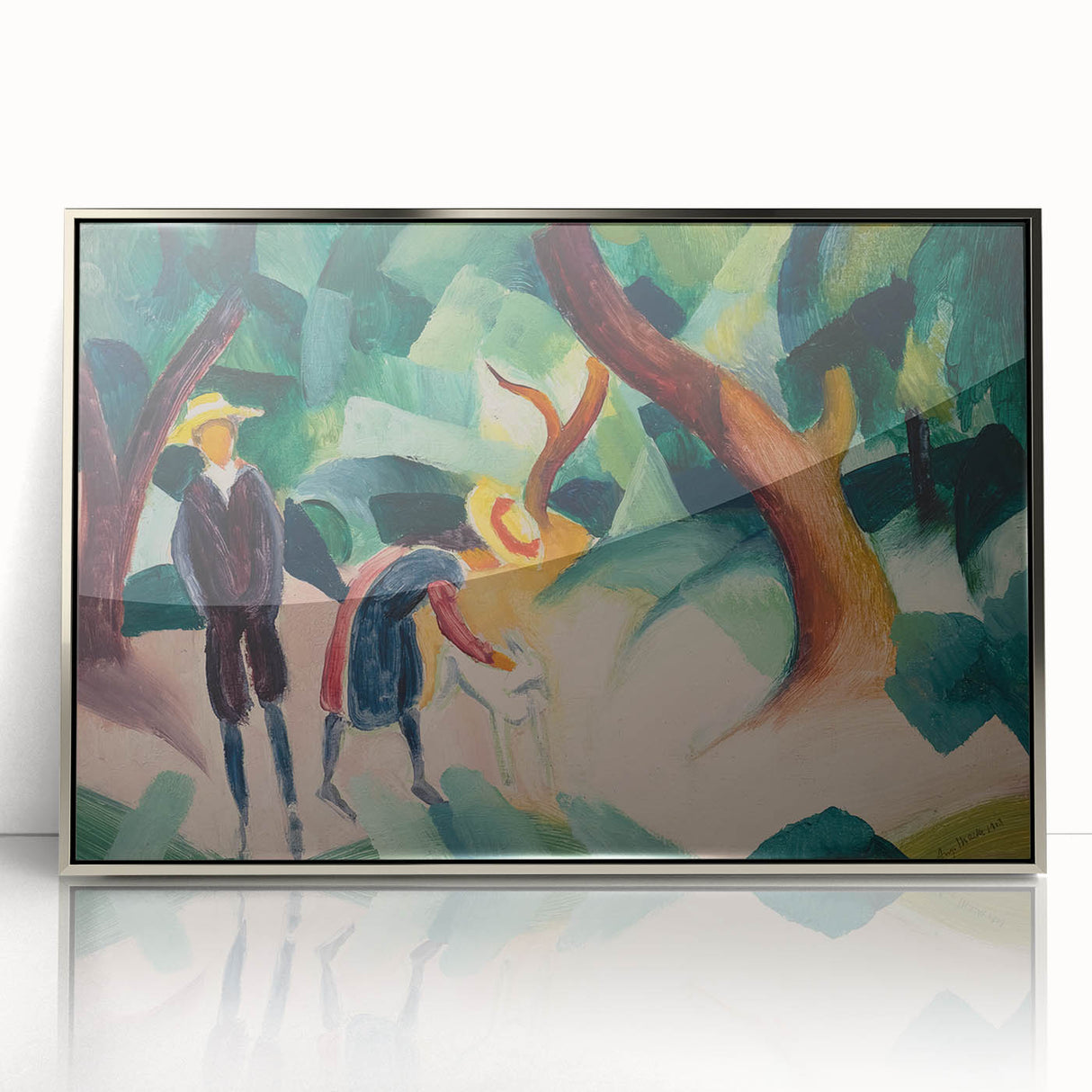 Expressionist Nature Scene – Abstract Children and Goat Wall Art