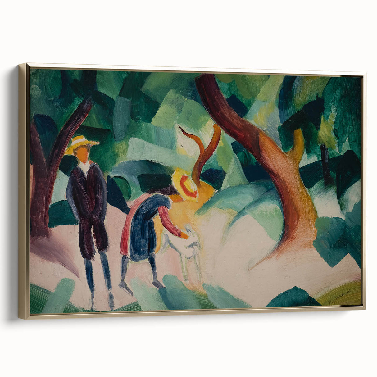 Expressionist Nature Scene – Abstract Children and Goat Wall Art