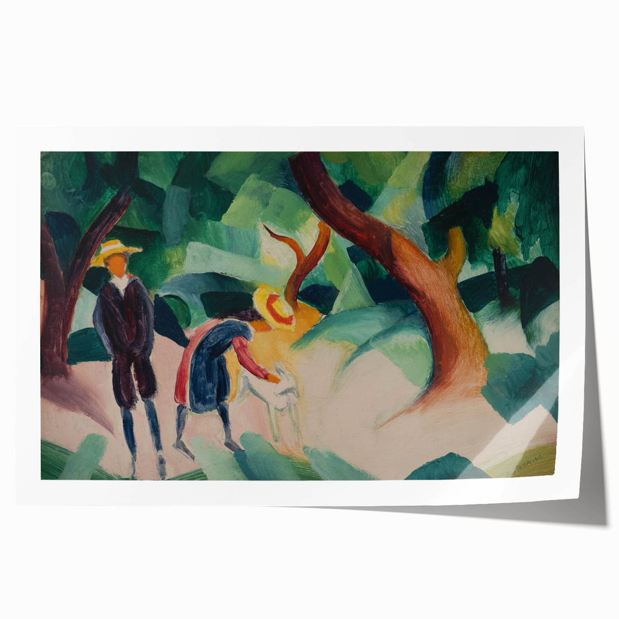Expressionist Nature Scene – Abstract Children and Goat Wall Art