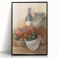 Large abstract wall art featuring assorted fruits in vibrant colors on a black acrylic framed print.