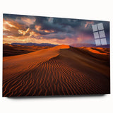 Acrylic glass artwork showcasing a stunning side view of desert dunes, emphasizing vibrant colors and textures, ideal for modern home decor or art enthusiasts.