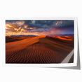 Landscape canvas print showcasing vibrant desert dunes under a clear blue sky, elegantly rolled and packaged in a sturdy cardboard tube for safe delivery. Perfect for enhancing modern home decor with a touch of natural beauty.