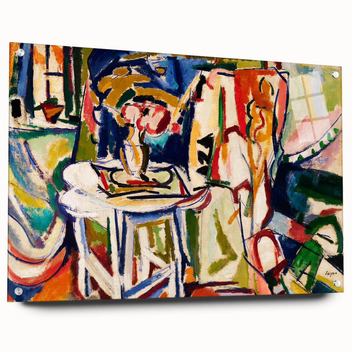 Vibrant Interior Scene - Modern Abstract Art Print by Henry Lyman Sayen