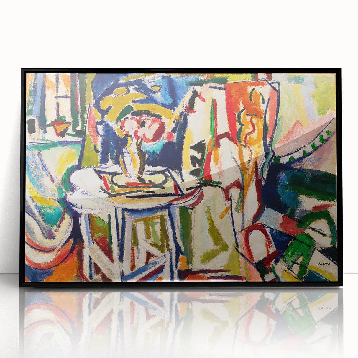Vibrant Interior Scene - Modern Abstract Art Print by Henry Lyman Sayen