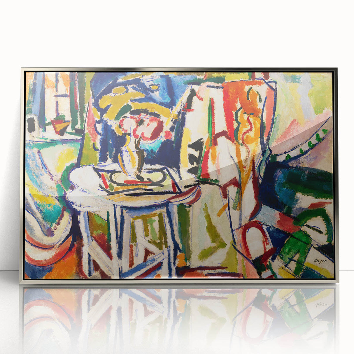 Vibrant Interior Scene - Modern Abstract Art Print by Henry Lyman Sayen