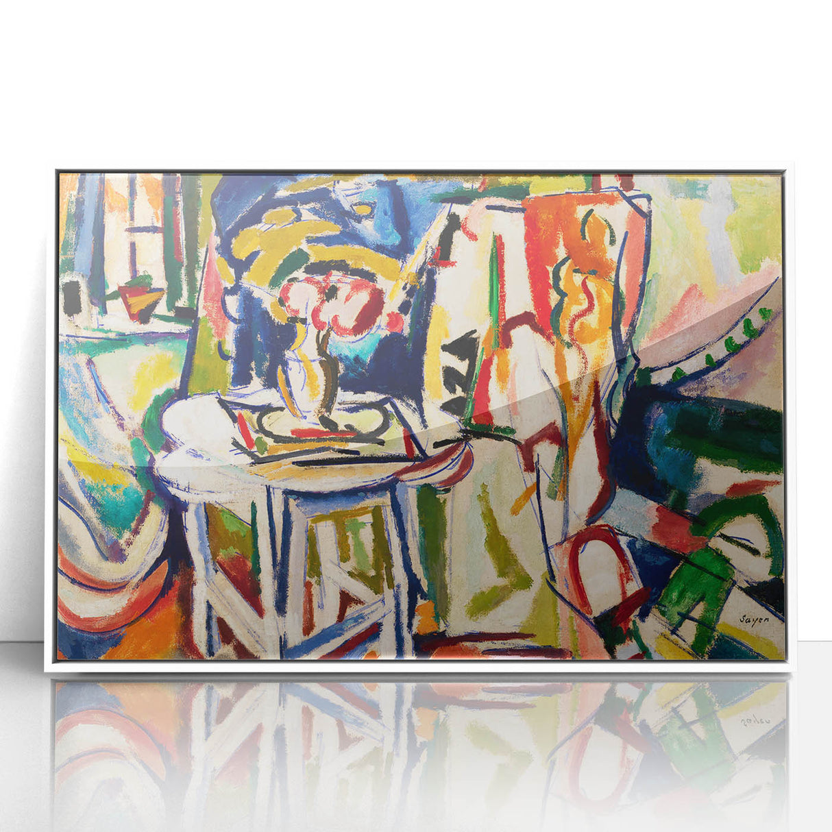 Vibrant Interior Scene - Modern Abstract Art Print by Henry Lyman Sayen