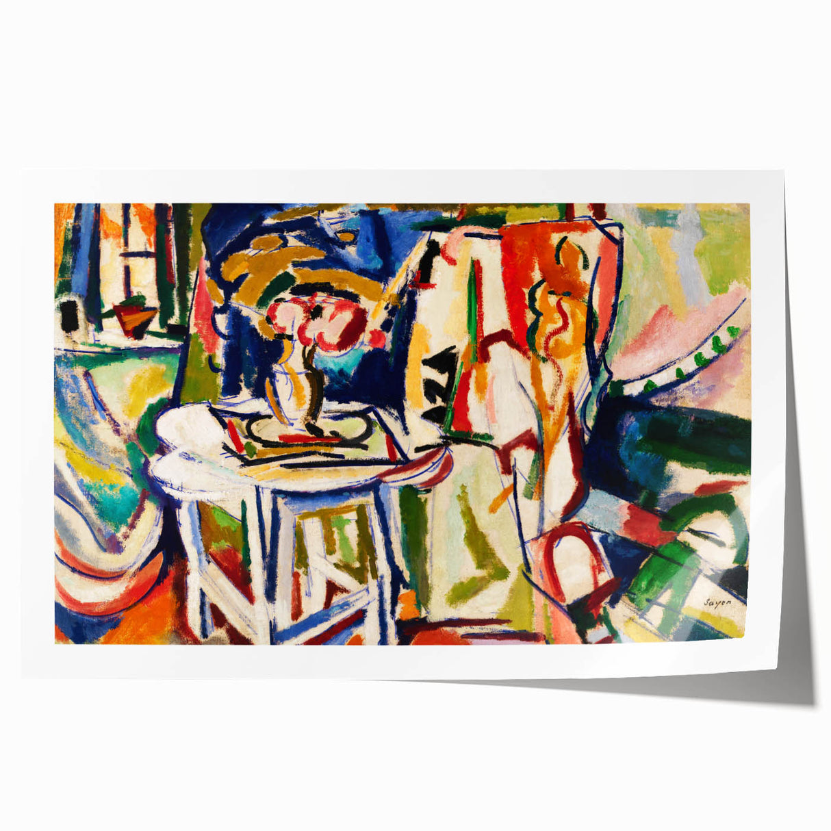 Vibrant Interior Scene - Modern Abstract Art Print by Henry Lyman Sayen