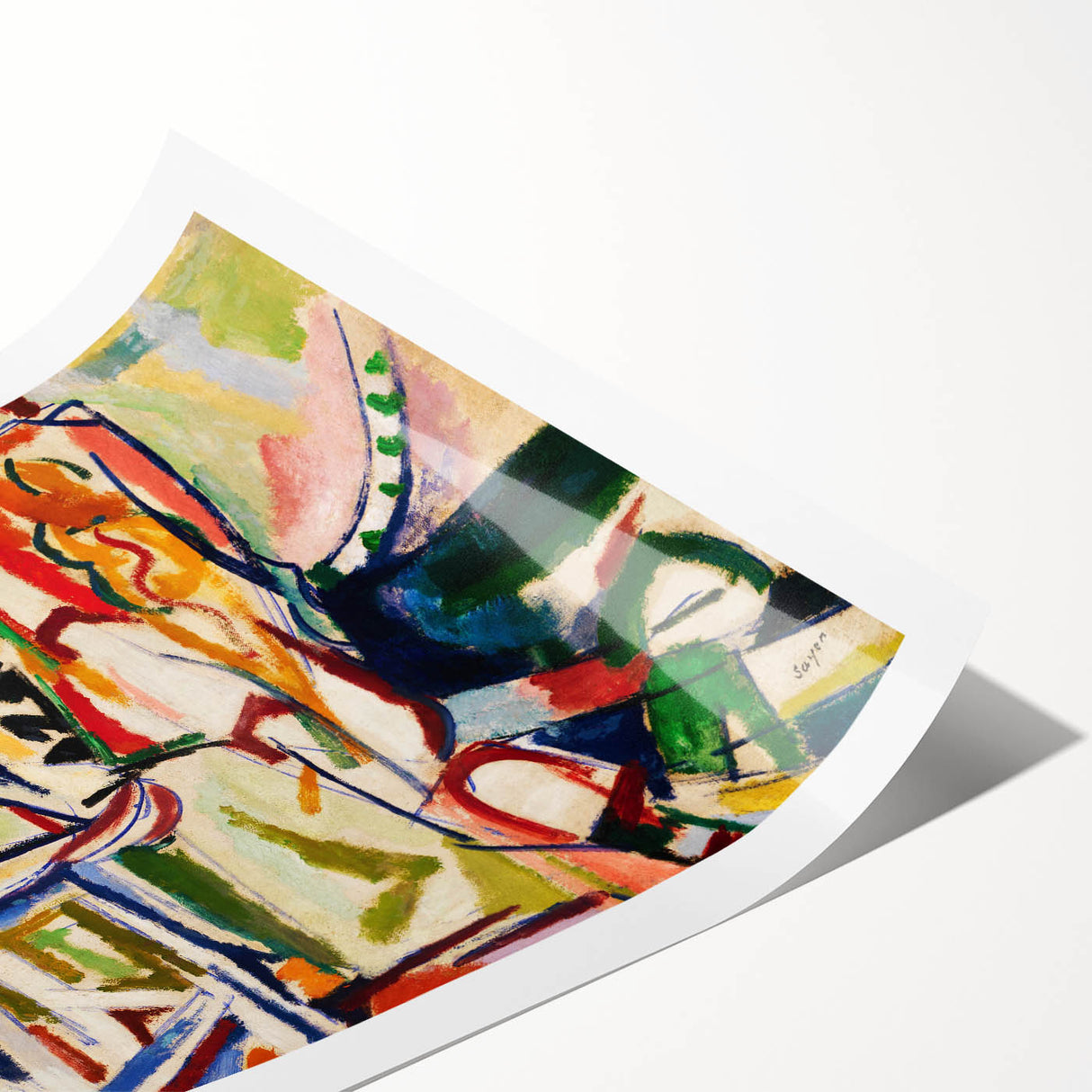 Vibrant Interior Scene - Modern Abstract Art Print by Henry Lyman Sayen