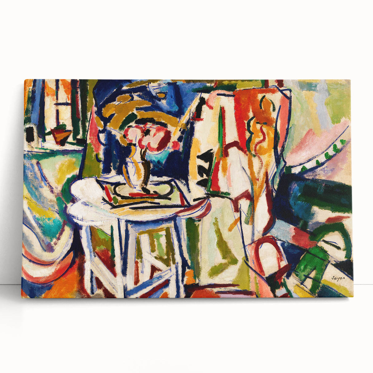 Vibrant Interior Scene - Modern Abstract Art Print by Henry Lyman Sayen