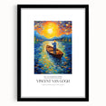 Extra large framed print of an abstract, colorful art piece in vibrant blues and yellows, textured surface.