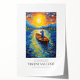 Impressionist floral painting, vivid blues and yellows, on rolled canvas, ideal for art wall dining room.