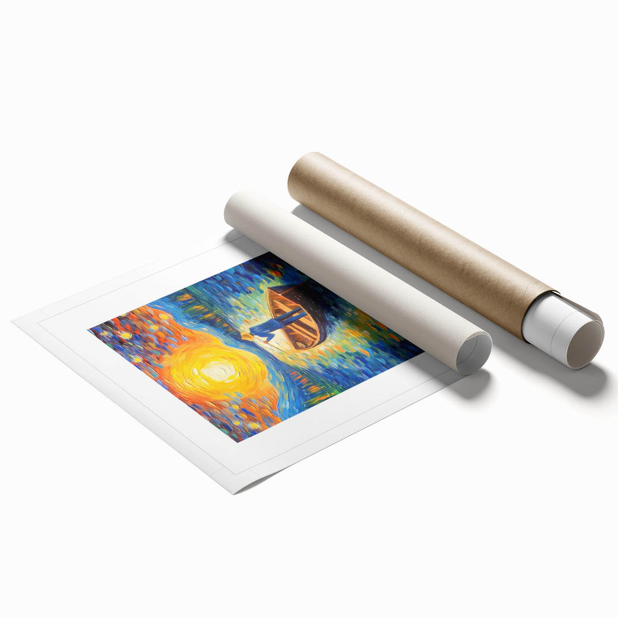 Extra large rolled print of Van Gogh's impressionist floral art in vibrant colors, ideal for classy bathroom wall art.
