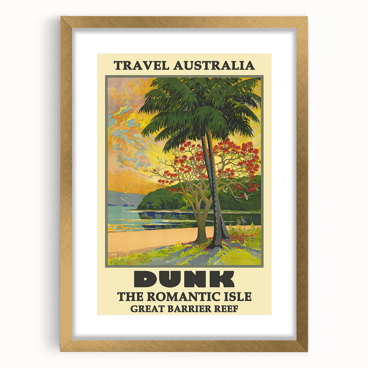 Dunk Island Retro Travel Poster | Great Barrier Reef Paradise Art