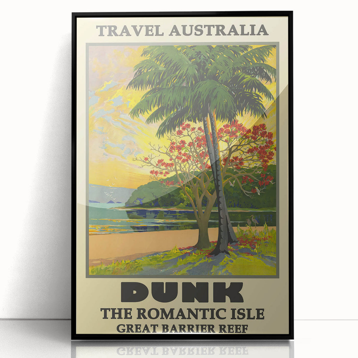 Dunk Island Retro Travel Poster | Great Barrier Reef Paradise Art