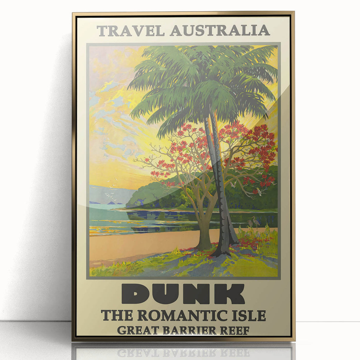 Dunk Island Retro Travel Poster | Great Barrier Reef Paradise Art