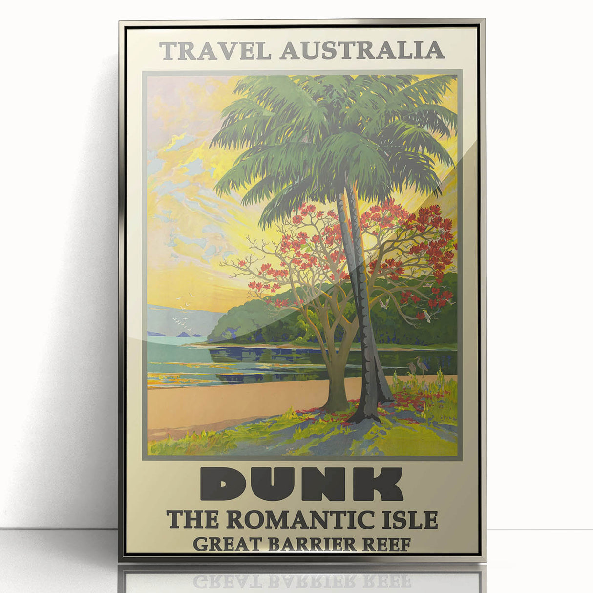 Dunk Island Retro Travel Poster | Great Barrier Reef Paradise Art