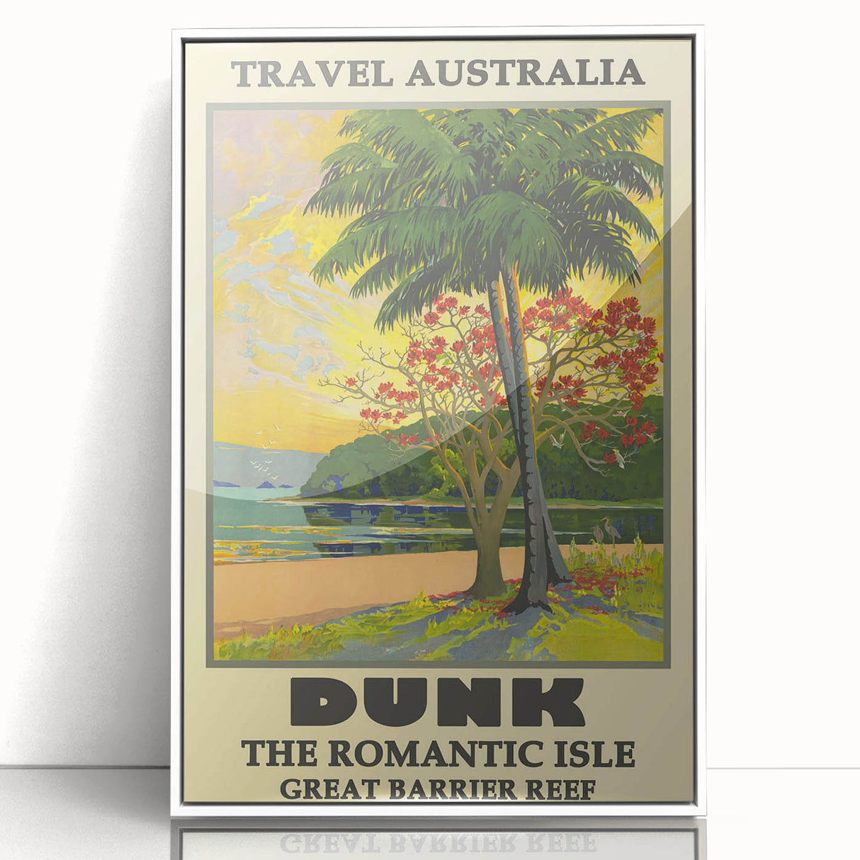 Dunk Island Retro Travel Poster | Great Barrier Reef Paradise Art