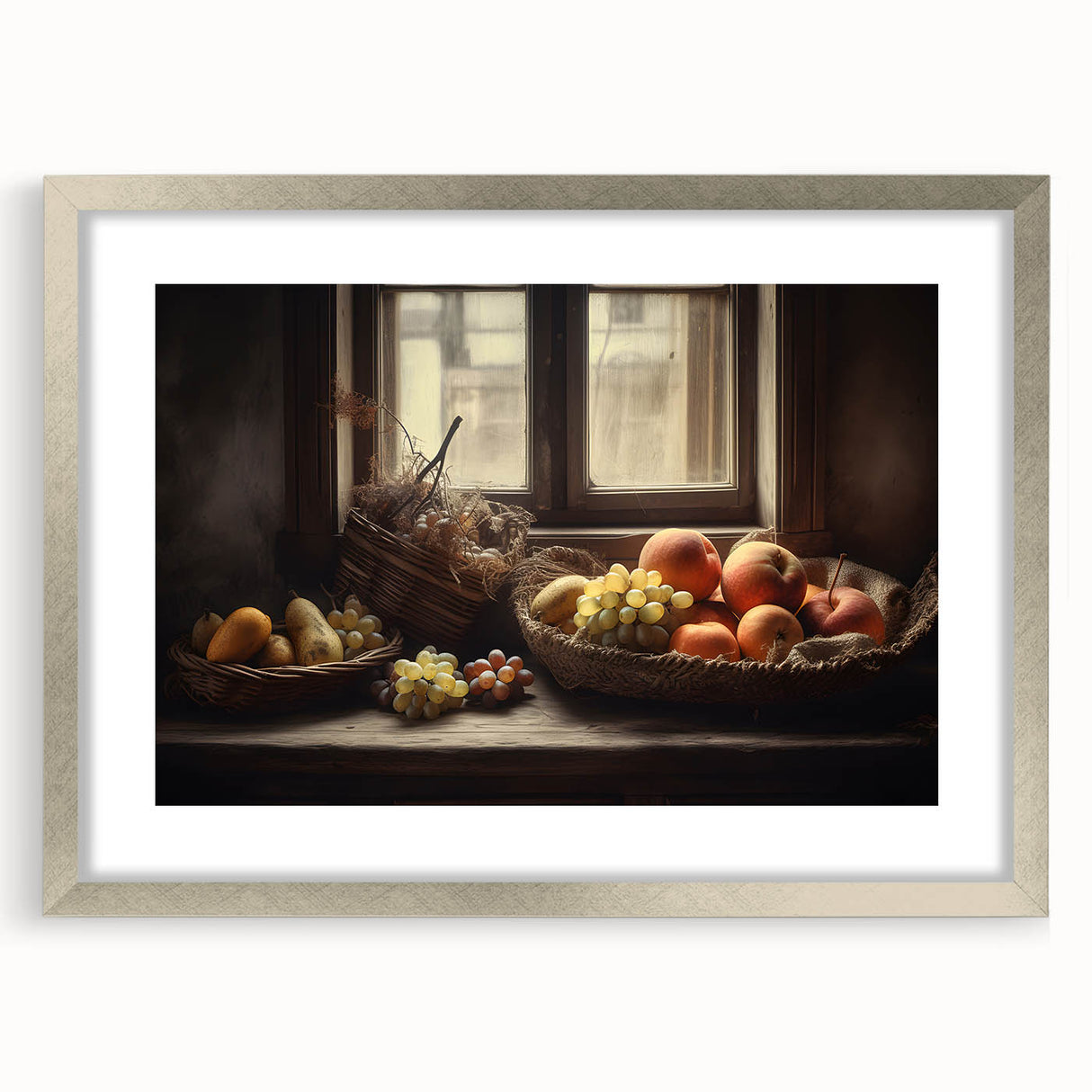 Rustic Fruit Basket - Vintage-Inspired Kitchen Wall Art