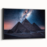 A black and white framed canvas depicting a vintage Egyptian landscape, ideal for bedroom decor.