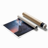 Rolled print of an Egyptian landscape with muted earth tones, ideal for classy bathroom wall art.