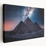 Large stretched canvas of an Egyptian landscape in muted earth tones, ideal for kitchen wall art.