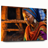 Large abstract wall art depicting Ethiopian scenery in muted earth tones on acrylic glass.