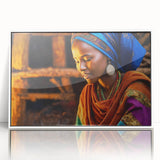 Framed acrylic print of an Ethiopian landscape in muted earth tones, ideal for modern art wall decor.
