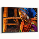 Black and white framed canvas of an Ethiopian landscape, ideal for bedroom wall decor.