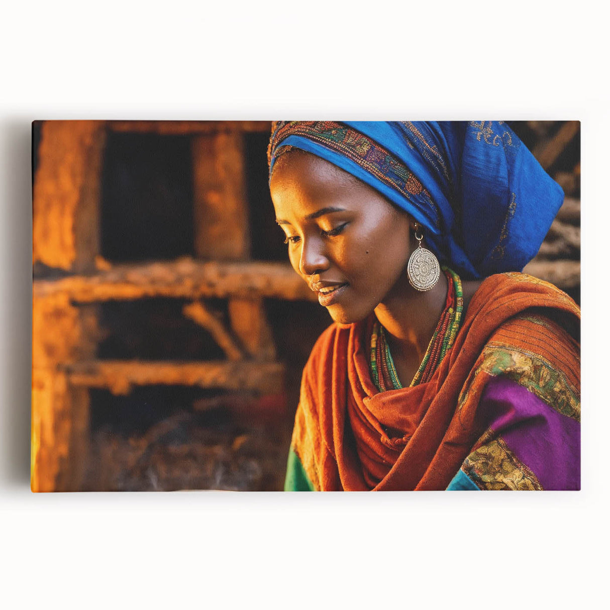 Large black and white acrylic print of Ethiopian scenery, ideal for kitchen wall art.