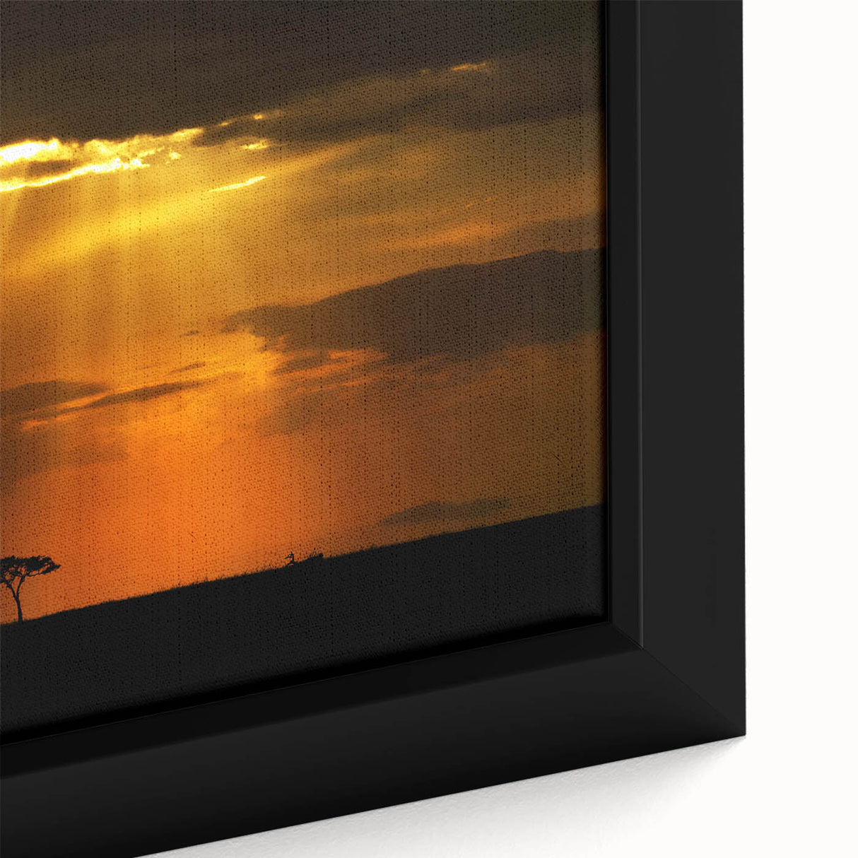 Extra large framed canvas featuring a textured depiction of a Kenyan landscape in vibrant colors.