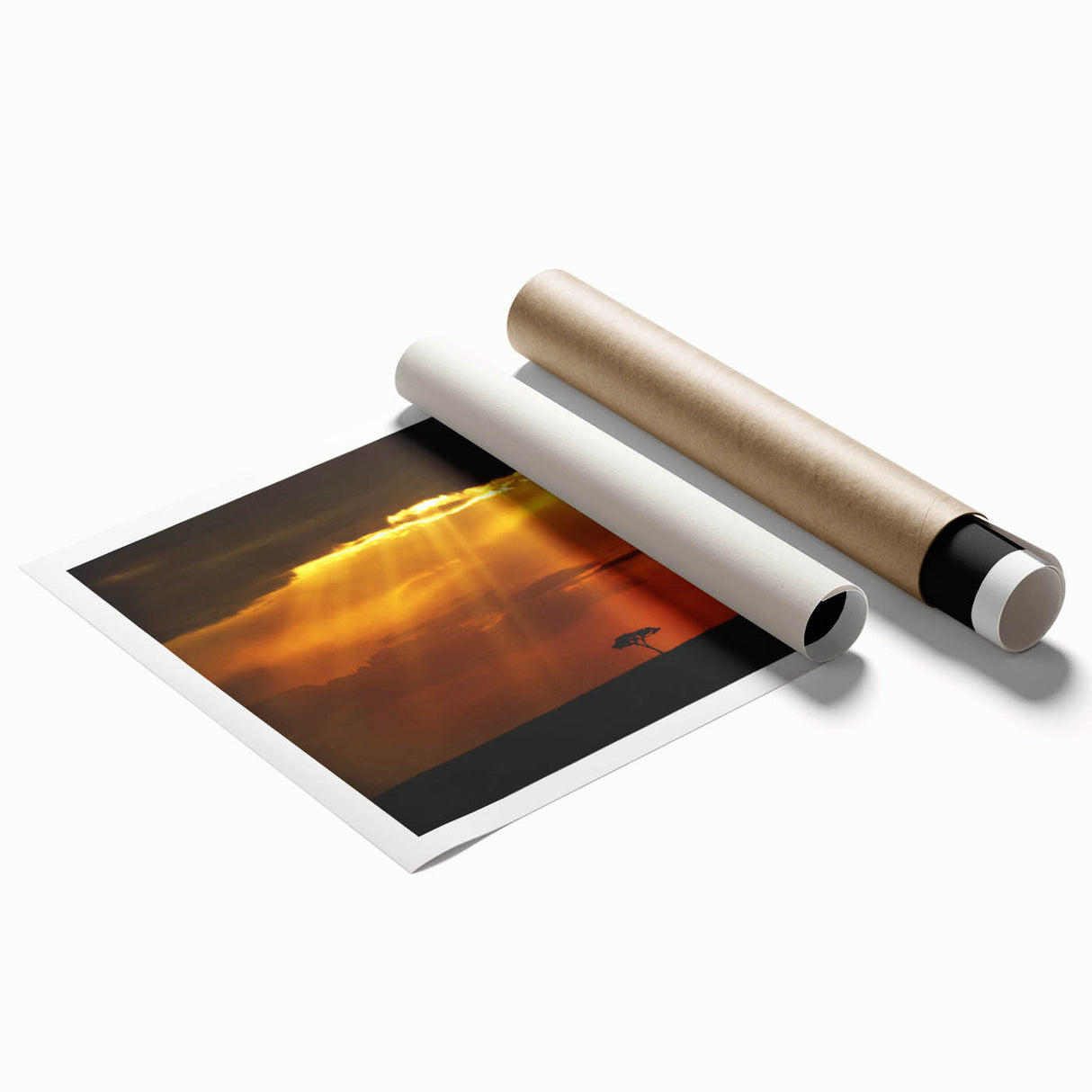 Extra large rolled print of a serene Kenyan landscape with vibrant florals, ideal for classy bathroom wall art.