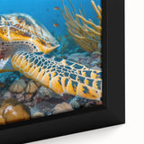 Extra large framed canvas featuring a textured depiction of the Seychelles landscape with vibrant colors.