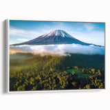 Vintage poster art of a Tanzanian landscape on a framed canvas, featuring vibrant colors ideal for living room decor.