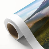 Art deco poster of a serene Tanzania landscape in soft earth tones on rolled canvas, ideal for nursery wall art.