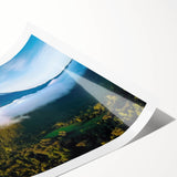 Extra large wall art depicting line art flowers in muted earth tones on a rolled canvas.