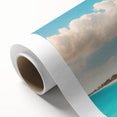 Art Deco poster of a Tunisian landscape in muted earth tones on rolled canvas, ideal for nursery wall art.