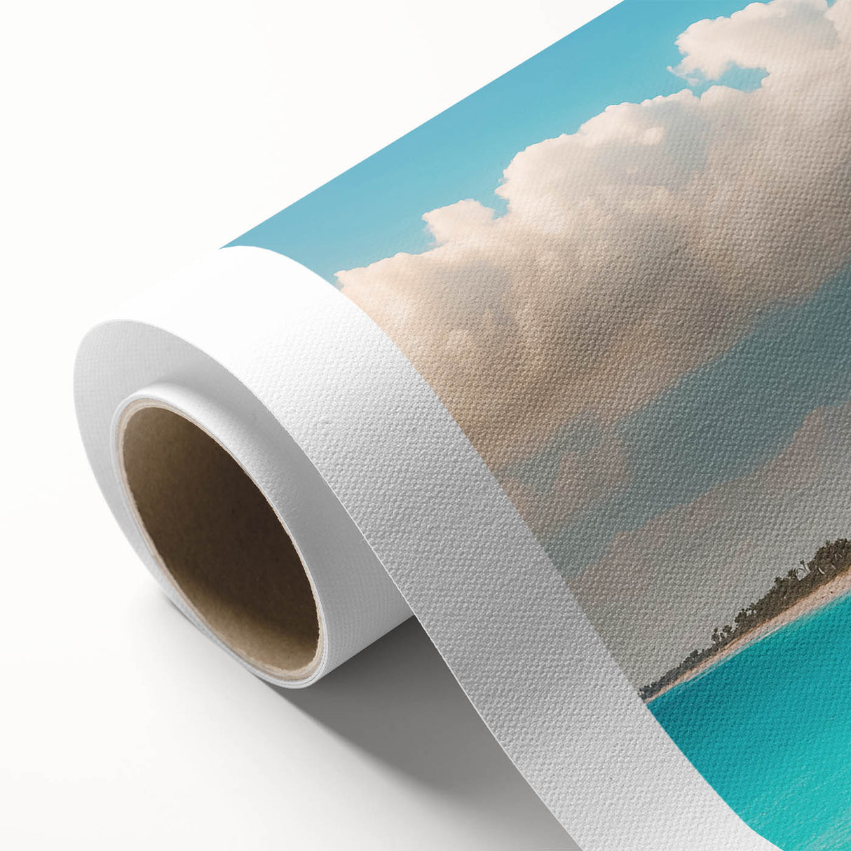 Art Deco poster of a Tunisian landscape in muted earth tones on rolled canvas, ideal for nursery wall art.