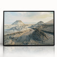 Large abstract wall art featuring geometric shapes in muted earth tones on a framed acrylic.