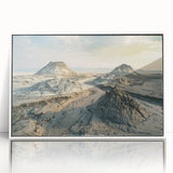 Art deco poster of Azerbaijan scenery in acrylic frame, with muted earth tones, ideal for modern art wall decor.