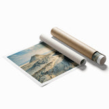 Extra large rolled print featuring a floral art design in soft pastel shades, ideal for classy bathroom wall art.