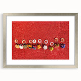 Textured abstract art print depicting a serene Bangladesh landscape in muted earth tones, framed in silver.