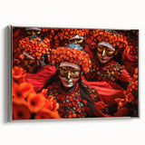 Framed canvas landscape art painting depicting a serene Bhutanese scenery in vibrant colors, ideal for living room decor.