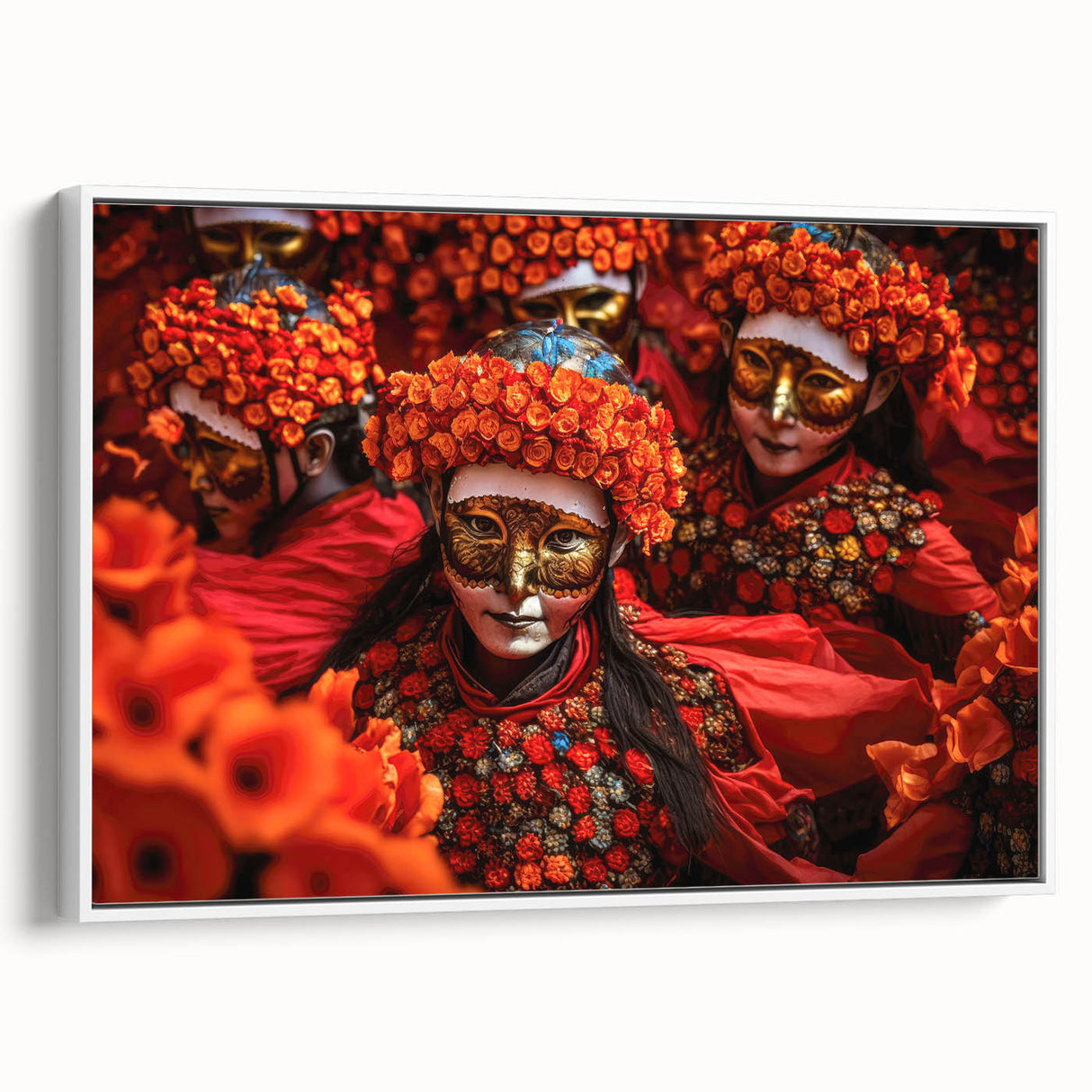 Vintage poster art of Bhutan scenery on framed canvas, featuring colorful art in extra large size.