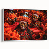 Vintage poster art of Bhutan scenery on framed canvas, featuring colorful art in extra large size.