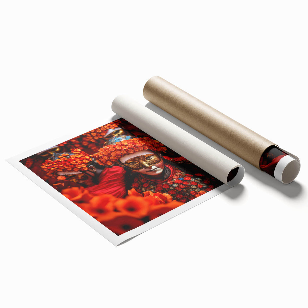 Extra large rolled print of a Bhutanese landscape with vibrant floral elements.