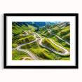 Abstract art print featuring vibrant, colorful textures, displayed in a black frame with mat, ideal for living room decor.